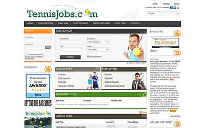 tennisjobs.com snapshot