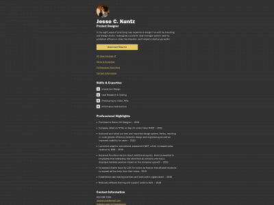 jesseckuntz.com snapshot