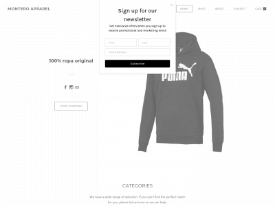 www.monteroapparel.com snapshot