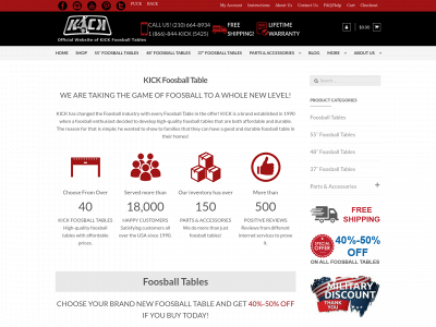 kickfoosballtables.com snapshot