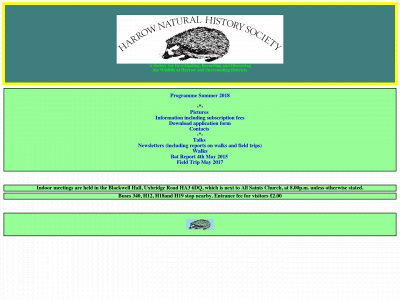 harrownaturalhistory.org.uk snapshot