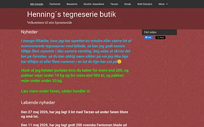 brugte-tegneserier.dk snapshot