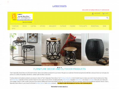 tarinsspecialtyhomedecor.com snapshot