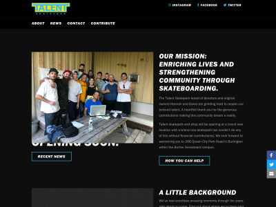 www.talentskatepark.org snapshot