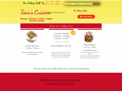 tsaocuisine.com snapshot