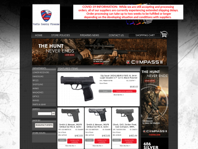 trailscountryfirearms.com snapshot
