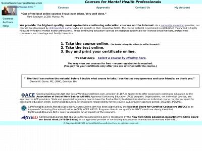socialworkcoursesonline.com snapshot