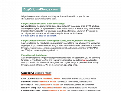 buyoriginalsongs.com snapshot
