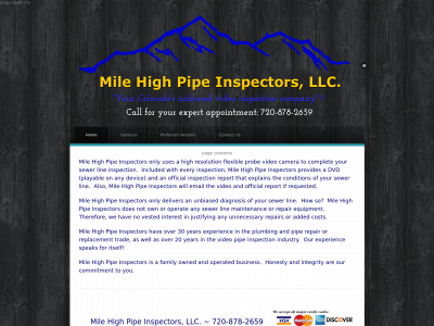 milehighpipeinspectors.com snapshot
