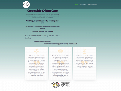 creeksidecrittercare.com snapshot