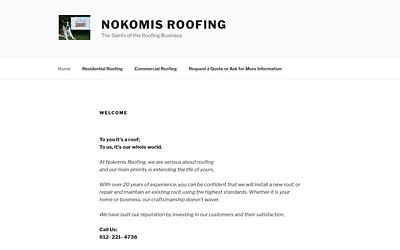nokomisroofing.com snapshot