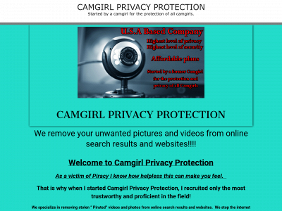 camgirlprivacyprotection.com snapshot