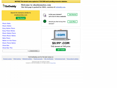 shoeboxnotes.com snapshot