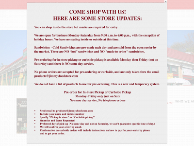 jimmysfoodstore.com snapshot