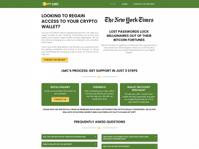lostmycryptopassword.com snapshot