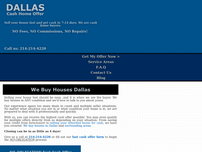 dallascashhomeoffer.com snapshot