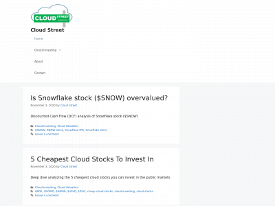 cloudstreetinvesting.com snapshot