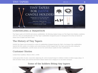 tinytapers.com snapshot