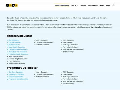 gurucalculator.net snapshot