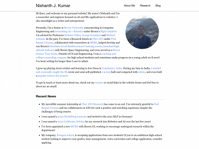 nishanthjkumar.com snapshot