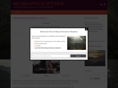 melissadweckauthor.com snapshot