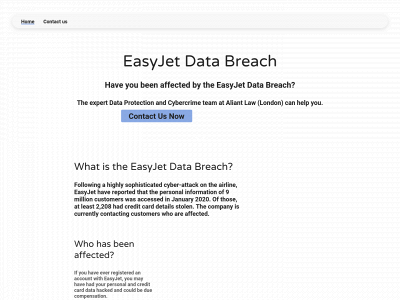 easyjetdatabreach.net snapshot