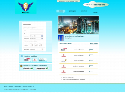 aristotravels.com snapshot