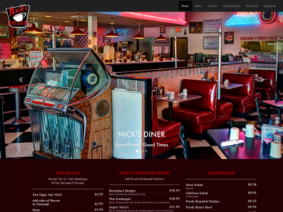 nicks50diner.com snapshot