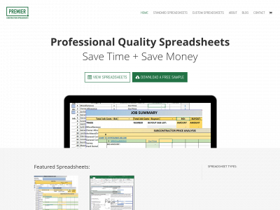 premierconstructionspreadsheets.com snapshot