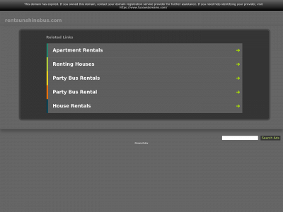 rentsunshinebus.com snapshot