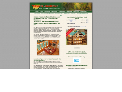 volunteercabinrentals.com snapshot