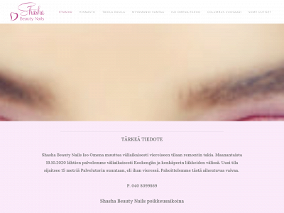www.shashabeautynails.fi snapshot
