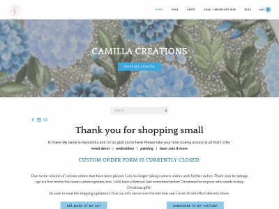 www.camillacreations.com snapshot