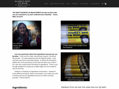 alaskasbestlipbalm.com snapshot
