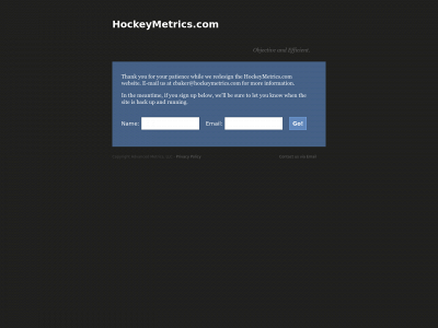 hockeymetrics.com snapshot