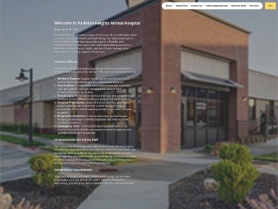 parkvilleheightsanimalhospital.com snapshot