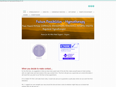 futurepossibilities-hypnopsychotherapy.co.uk snapshot