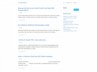 cricketaffairs.com snapshot