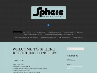 sphererecordingconsoles.com snapshot