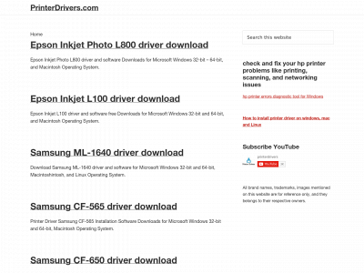 printerdrivers.com snapshot