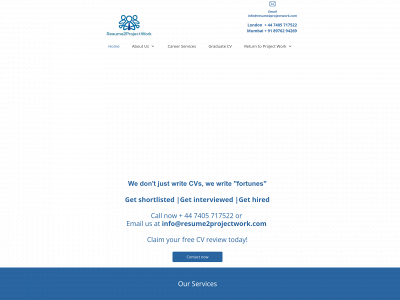 resume2projectwork.com snapshot