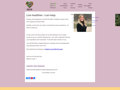 sabrinacarolhealthylivingover50.com snapshot