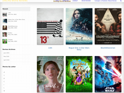 zarlingmoviereviews.com snapshot