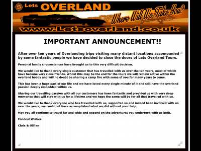 letsoverland.co.uk snapshot