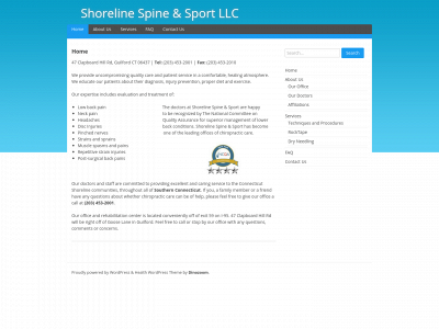 shorelinespineandsport.com snapshot