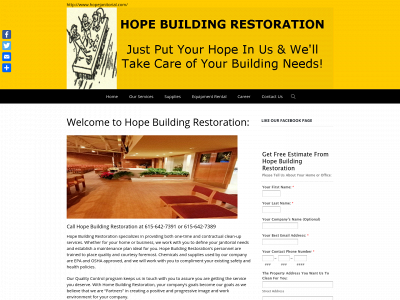 hopejanitorial.com snapshot