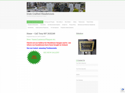 irishcraftedheadstones.com snapshot