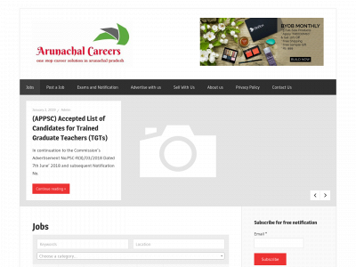arunachalcareers.in snapshot