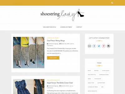 shoestringlady.com snapshot