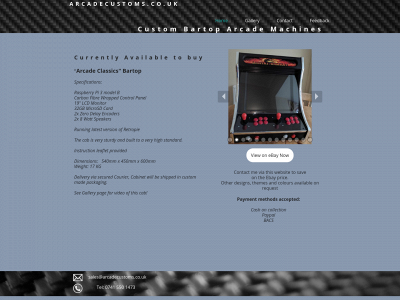 arcadecustoms.co.uk snapshot
